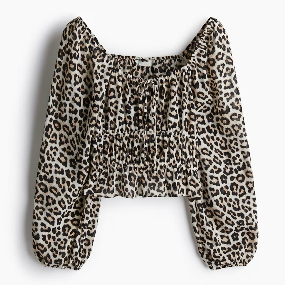Leopard Print Smocked Top